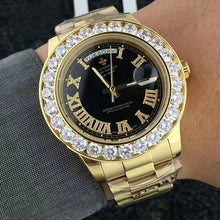 Load image into Gallery viewer, NEW Luxury Gold Big diamond man wrist watch (Red, green, white, blue, gold) dial quartz Stainless steel xfcs men's watch i clock