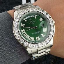 Load image into Gallery viewer, NEW Luxury Gold Big diamond man wrist watch (Red, green, white, blue, gold) dial quartz Stainless steel xfcs men's watch i clock