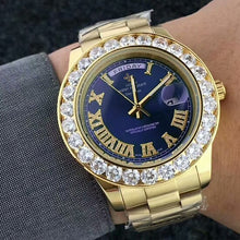 Load image into Gallery viewer, NEW Luxury Gold Big diamond man wrist watch (Red, green, white, blue, gold) dial quartz Stainless steel xfcs men's watch i clock