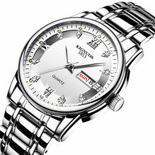 Load image into Gallery viewer, Full Stainless Steel Business Watch Top Brand KINGNUOS Men Wrist Watches Calendar Diamond Date Waterproof Man Quartz Clock Hours