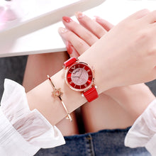 Load image into Gallery viewer, Tephea Top Brand Luxury Watches Women Alloy Analog Quartz Red Ladies Wrist Watch Rhinestone Leather Strap Purple Relogio 2019
