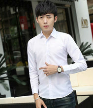 Load image into Gallery viewer, White Men Long Sleeve Solid Color Shirt Business Affairs Self-cultivation Youth Male Thin Section Luxury Stylish Casual Shirts