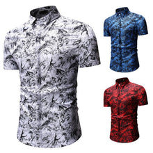 Load image into Gallery viewer, Shirts Men Dress Regular Fit Men's Summer Creative Design Multi Print Turn-Down Collar Slim Fit Short Sleeve Top Shirt Blouse