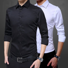 Load image into Gallery viewer, Hot Mens Long Sleeve Shirts Dress Up Professional Shirt Simple Men's White Slim Fit Shirts Solid Color Men Business Dress Shirt