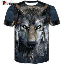 Load image into Gallery viewer, Men's New Summer Personalized O-neck T-Shirt Wolf Print T-Shirt 3D Men's T-Shirt Novelty Animal Tops T-Shirt Men's Short Sleeves