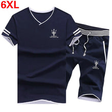 Load image into Gallery viewer, Men's Tops Tees Summer New Cotton Letter Print Short Sleeve Men Fashion Track Suit V-Neck Trends Fitness Street Wear Tops 2019