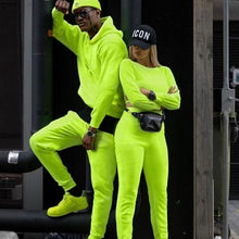 Load image into Gallery viewer, Neon Male Solid 2 Pieces Sets Tracksuit Men Brand Couple Wear Casual Autumn Winter Hooded Sweatshirt + Drawstring Jogging Pants