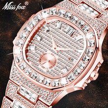 Load image into Gallery viewer, Patek New Luxury Brand Watch Mens Quartz Fashion Wrist Watches Black Diamond Man Baugette Dimaond Wristwatch Male Quartz Clock