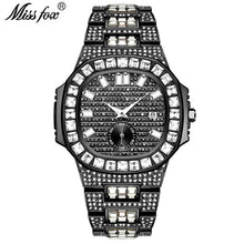 Load image into Gallery viewer, Patek New Luxury Brand Watch Mens Quartz Fashion Wrist Watches Black Diamond Man Baugette Dimaond Wristwatch Male Quartz Clock