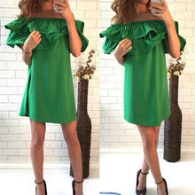 Load image into Gallery viewer, Women dress 2020 fashion sexy off shoulder women mini dress flounced style beach summer dress women clothing