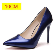 Load image into Gallery viewer, 2019 HOT Women Shoes Pointed Toe Pumps Patent Leather Dress High Heels Boat Shoes Wedding Shoes Zapatos Mujer Blue White