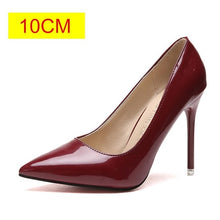 Load image into Gallery viewer, 2019 HOT Women Shoes Pointed Toe Pumps Patent Leather Dress High Heels Boat Shoes Wedding Shoes Zapatos Mujer Blue White