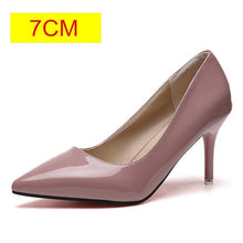 Load image into Gallery viewer, 2019 HOT Women Shoes Pointed Toe Pumps Patent Leather Dress High Heels Boat Shoes Wedding Shoes Zapatos Mujer Blue White
