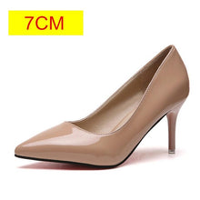 Load image into Gallery viewer, 2019 HOT Women Shoes Pointed Toe Pumps Patent Leather Dress High Heels Boat Shoes Wedding Shoes Zapatos Mujer Blue White