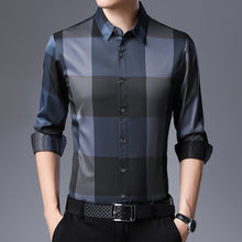 Load image into Gallery viewer, MIACAWOR New 2020 Brand Dress Shirt Men Spring Long Sleeve Plaid Shirts Slim Fit Camisa Masculina Casual Men Shirts C576