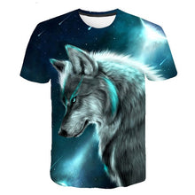 Load image into Gallery viewer, Men's New Summer Personalized O-neck T-Shirt Wolf Print T-Shirt 3D Men's T-Shirt Novelty Animal Tops T-Shirt Men's Short Sleeves