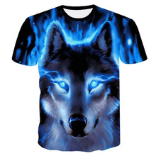 Load image into Gallery viewer, Men's New Summer Personalized O-neck T-Shirt Wolf Print T-Shirt 3D Men's T-Shirt Novelty Animal Tops T-Shirt Men's Short Sleeves
