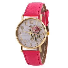 Load image into Gallery viewer, MINHIN New Arrival Rose Pattern Watches For Women Hot Selling PU Leather Wrist Watches Gift Fashion Casual Students Watch