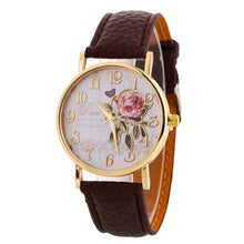 Load image into Gallery viewer, MINHIN New Arrival Rose Pattern Watches For Women Hot Selling PU Leather Wrist Watches Gift Fashion Casual Students Watch