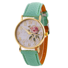 Load image into Gallery viewer, MINHIN New Arrival Rose Pattern Watches For Women Hot Selling PU Leather Wrist Watches Gift Fashion Casual Students Watch