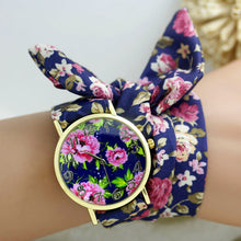Load image into Gallery viewer, shsby new design Ladies flower cloth wrist watch gold fashion women dress watches high quality fabric watch sweet girls watch