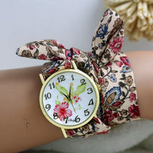 Load image into Gallery viewer, shsby new design Ladies flower cloth wrist watch gold fashion women dress watches high quality fabric watch sweet girls watch