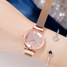 Load image into Gallery viewer, Ladies Watch 2019 Top Brand Women Rose Gold Wrist Watches For Women relogio feminino Luxury Diamond Magnetic Mesh Quartz Clock