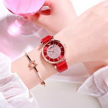 Load image into Gallery viewer, Tephea Top Brand Luxury Watches Women Alloy Analog Quartz Red Ladies Wrist Watch Rhinestone Leather Strap Purple Relogio 2019