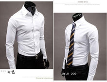 Load image into Gallery viewer, 2019 Mens Slim Fit Unique Neckline Stylish Dress Long Sleeve Casual Shirts Mens Shirt Camisa Camisas Masculina Turn-down Collar