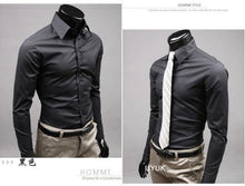 Load image into Gallery viewer, 2019 Mens Slim Fit Unique Neckline Stylish Dress Long Sleeve Casual Shirts Mens Shirt Camisa Camisas Masculina Turn-down Collar