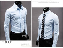 Load image into Gallery viewer, 2019 Mens Slim Fit Unique Neckline Stylish Dress Long Sleeve Casual Shirts Mens Shirt Camisa Camisas Masculina Turn-down Collar