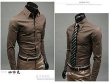 Load image into Gallery viewer, 2019 Mens Slim Fit Unique Neckline Stylish Dress Long Sleeve Casual Shirts Mens Shirt Camisa Camisas Masculina Turn-down Collar