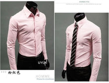 Load image into Gallery viewer, 2019 Mens Slim Fit Unique Neckline Stylish Dress Long Sleeve Casual Shirts Mens Shirt Camisa Camisas Masculina Turn-down Collar