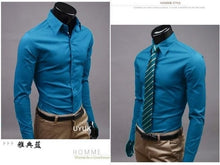 Load image into Gallery viewer, 2019 Mens Slim Fit Unique Neckline Stylish Dress Long Sleeve Casual Shirts Mens Shirt Camisa Camisas Masculina Turn-down Collar