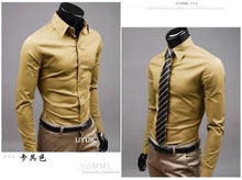 Load image into Gallery viewer, 2019 Mens Slim Fit Unique Neckline Stylish Dress Long Sleeve Casual Shirts Mens Shirt Camisa Camisas Masculina Turn-down Collar