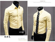 Load image into Gallery viewer, 2019 Mens Slim Fit Unique Neckline Stylish Dress Long Sleeve Casual Shirts Mens Shirt Camisa Camisas Masculina Turn-down Collar