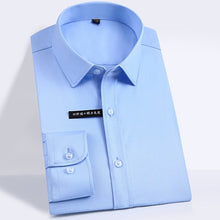 Load image into Gallery viewer, Men's Easy Care Solid Bamboo Fiber Dress Shirts Comfortable Soft Long Sleeve Elastic Non Iron Male Regular-fit Formal Tops Shirt