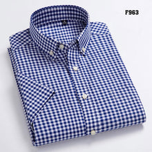 Load image into Gallery viewer, High Quality Men's Oxford Casual Shirts Leisure Design Plaid Men's Social Shirts 100% Cotton Short Sleeve Men's Dress Shirts