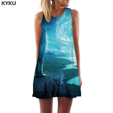 Load image into Gallery viewer, KYKU Wolf Dress Women Forest Office Animal Tank Lightning Beach Black Short Womens Clothing Casual Gothic Large Sizes