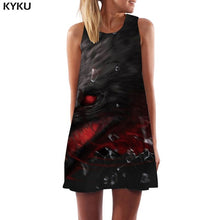 Load image into Gallery viewer, KYKU Wolf Dress Women Forest Office Animal Tank Lightning Beach Black Short Womens Clothing Casual Gothic Large Sizes