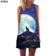 Load image into Gallery viewer, KYKU Wolf Dress Women Forest Office Animal Tank Lightning Beach Black Short Womens Clothing Casual Gothic Large Sizes