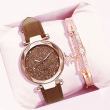 Load image into Gallery viewer, Casual Women Romantic Starry Sky Wrist Watch bracelet Leather Rhinestone Designer Ladies Clock Simple Dress Gfit Montre Femme