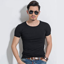 Load image into Gallery viewer, Lycra Men'S T Shirt Short Sleeve T-Shirt O-Neck Slim Solid Color Half Sleeved Tee Shirt 2019 MRMT
