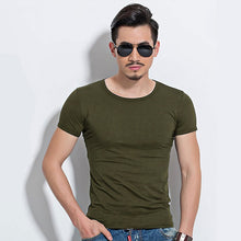 Load image into Gallery viewer, Lycra Men'S T Shirt Short Sleeve T-Shirt O-Neck Slim Solid Color Half Sleeved Tee Shirt 2019 MRMT