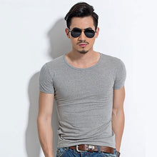 Load image into Gallery viewer, Lycra Men'S T Shirt Short Sleeve T-Shirt O-Neck Slim Solid Color Half Sleeved Tee Shirt 2019 MRMT