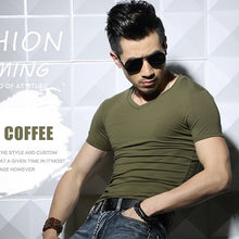 Load image into Gallery viewer, Lycra Men'S T Shirt Short Sleeve T-Shirt O-Neck Slim Solid Color Half Sleeved Tee Shirt 2019 MRMT