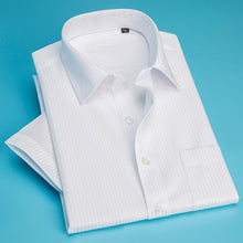 Load image into Gallery viewer, Men Short Sleeve Shirt Easy Care Formal Business Work Office Male Dress Shirts Regular Fit Plus Size 5XL