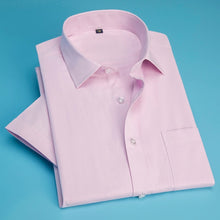 Load image into Gallery viewer, Men Short Sleeve Shirt Easy Care Formal Business Work Office Male Dress Shirts Regular Fit Plus Size 5XL