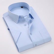 Load image into Gallery viewer, Men Short Sleeve Shirt Easy Care Formal Business Work Office Male Dress Shirts Regular Fit Plus Size 5XL