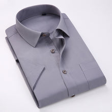 Load image into Gallery viewer, Men Short Sleeve Shirt Easy Care Formal Business Work Office Male Dress Shirts Regular Fit Plus Size 5XL